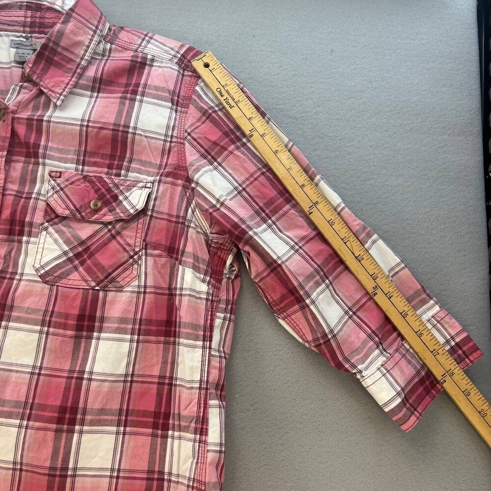 Carhartt Women's Button Up Shirt Size XL Plaid 3/4 Sleeve 101596 - Picture 11 of 12